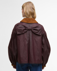 Barbour FARM Rio Thais Waxed Jacket Bordeaux/Cream Heart Print