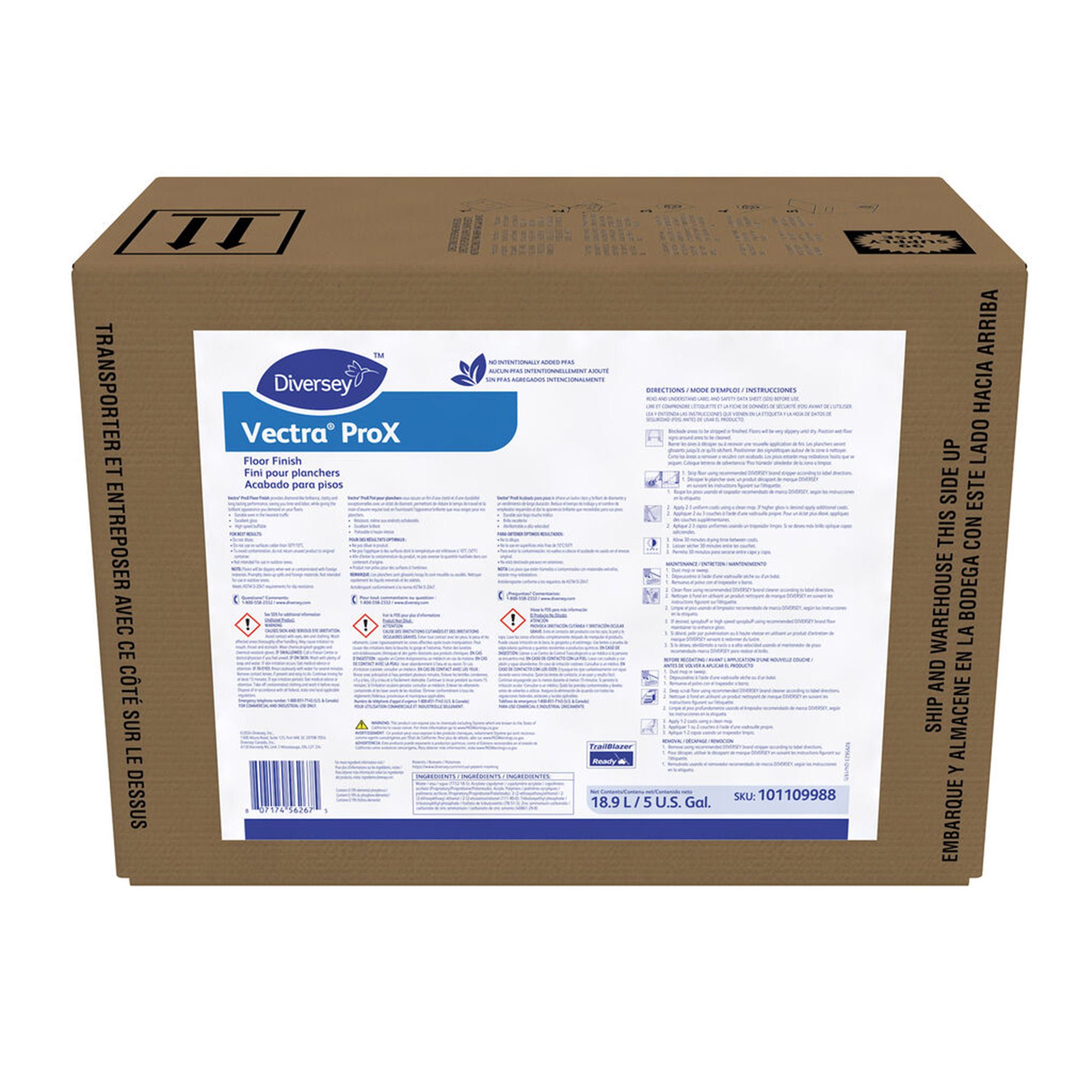 Floor Finish Vectra® ProX Liquid 5 gal. Jug Ammonia Scent Manual Pour