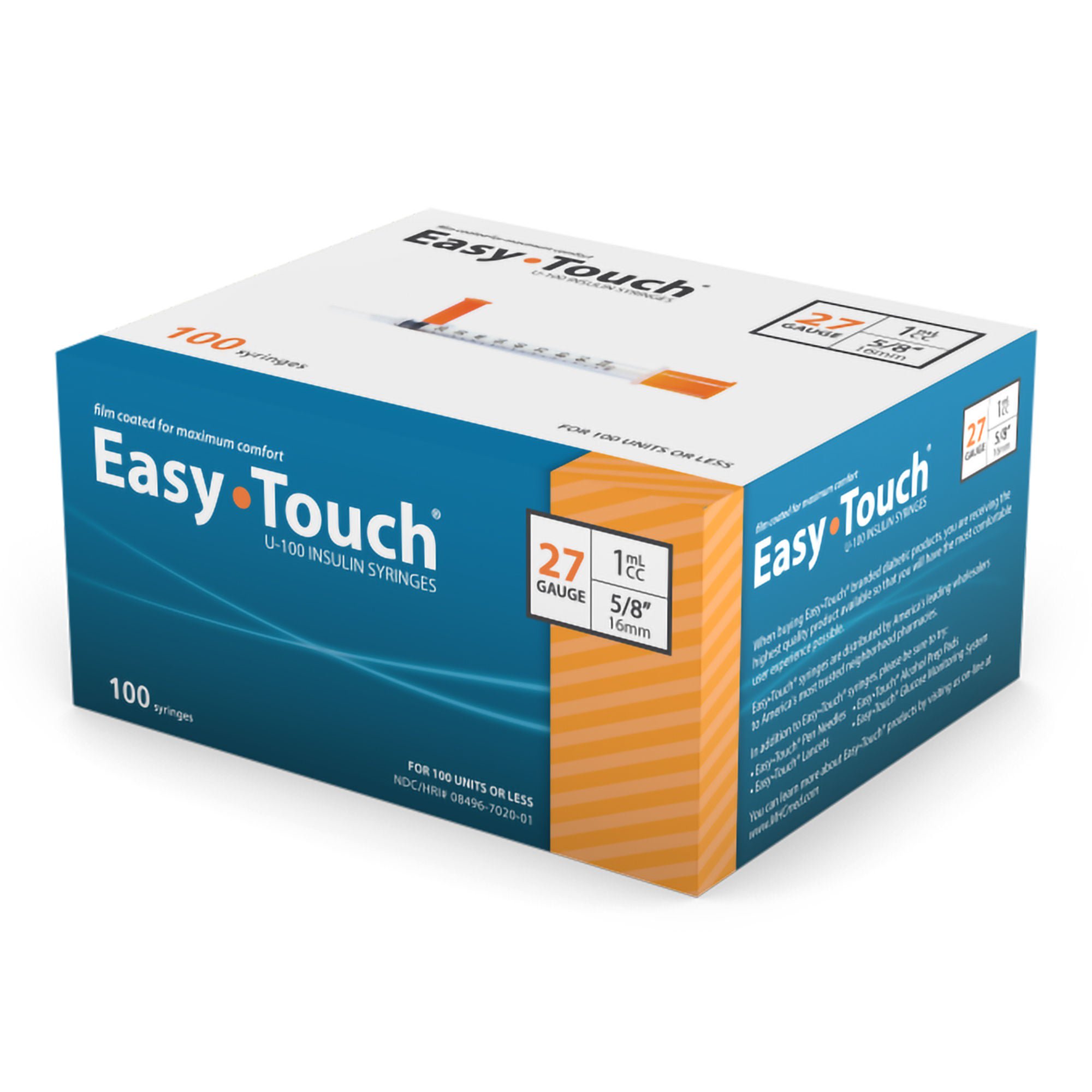 MHC Medical SYRINGE/NDL, EASY TOUCH 1CC 27GX5/8" (100/BX 5BX/CS)
