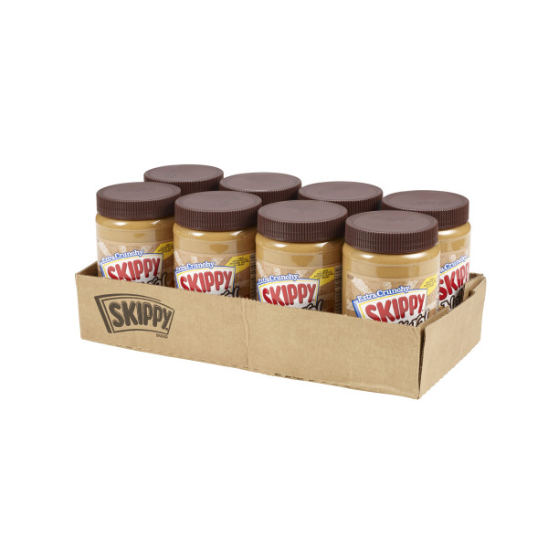 SKIPPY(r) Natural Peanut Butter Spread Super Chunk(r) , 8/40 oz . C1RM - Front Right Open Case (Hi Res)