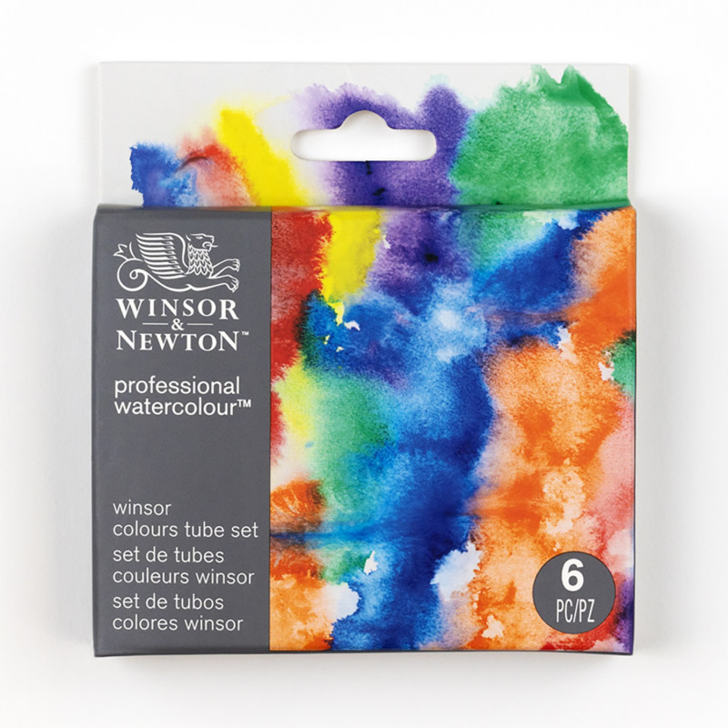 Professional Watercolors, 5 mL Tubes, Winsor Primary Colors, Set of 6