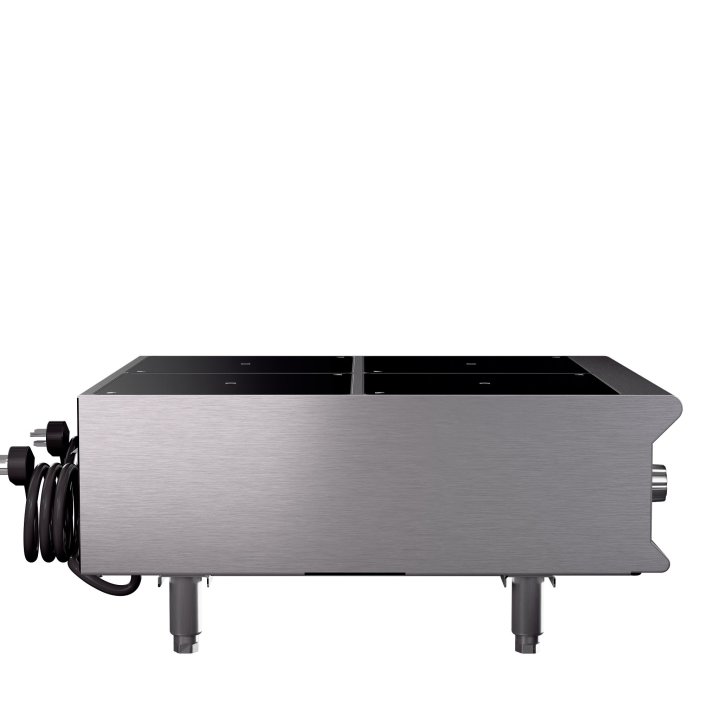 208- to 240-volt four-hob heavy-duty induction range with temperature control probe and programs