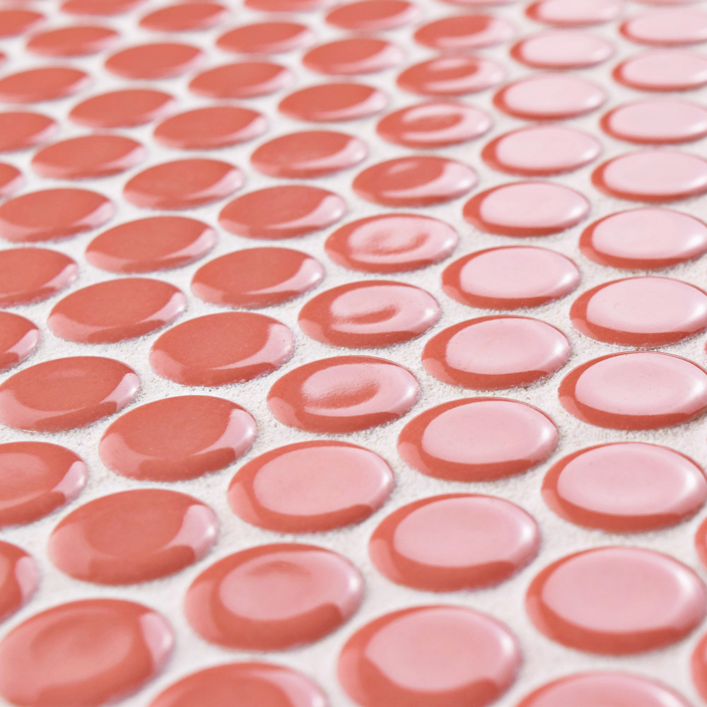 Hudson Penny Round Vermilio 11-7/8 in. x 12-5/8 in. Porcelain Mosaic Tile