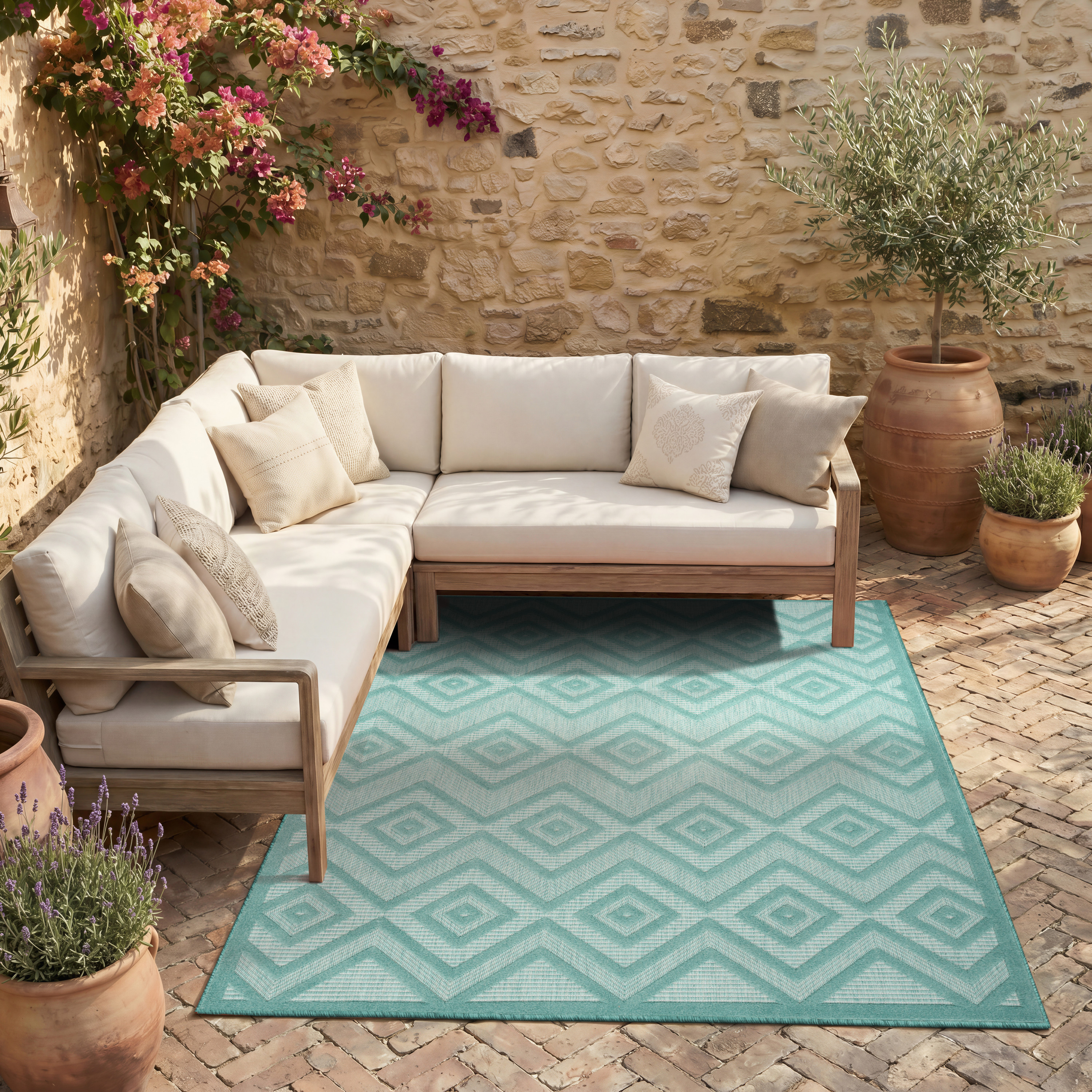 Nourison Versatile 4' x 6' Aqua Teal Modern Rug