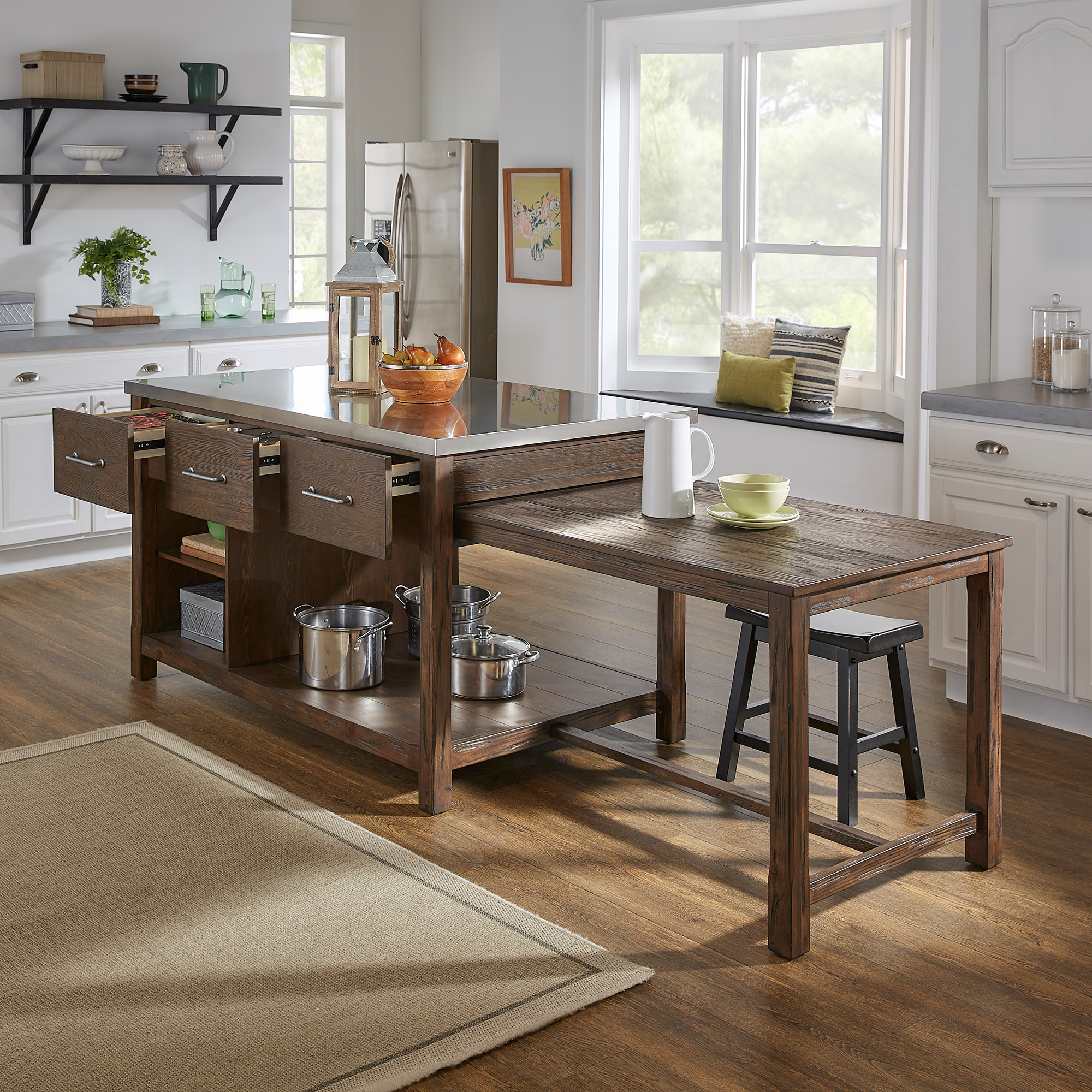 Reclaimed Look Extendable Kitchen Island
