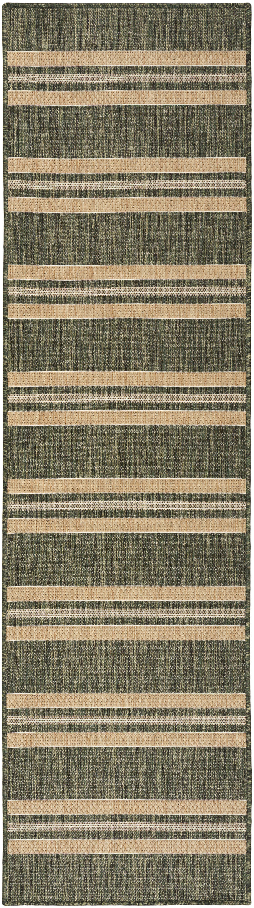 Nourison Horizon Indoor/Outdoor 2'2" x 8' Green Modern Rug