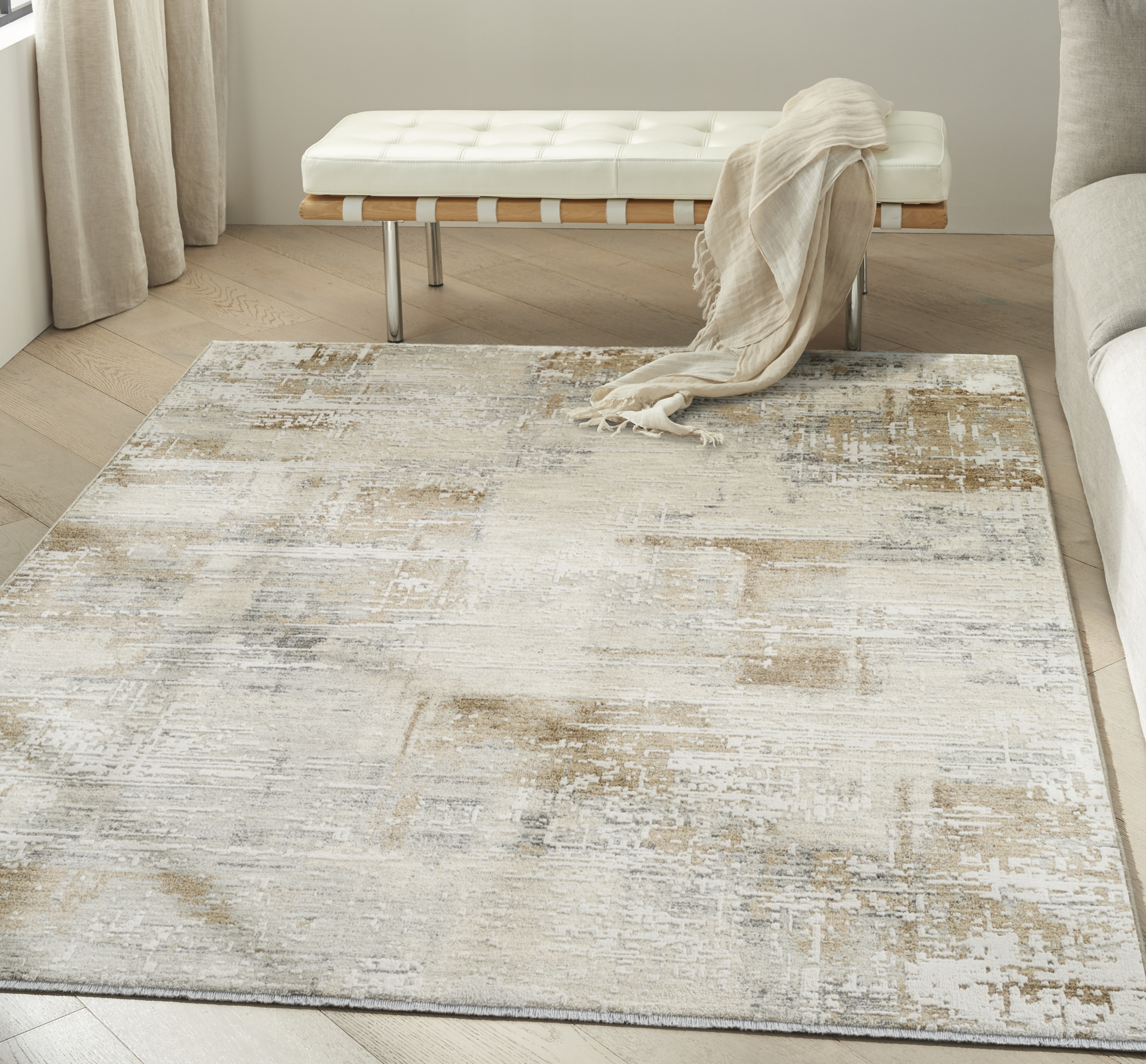 Calvin Klein CK078 Summit 5'3" x 7'9" Ivory Multicolor Modern Indoor Rug