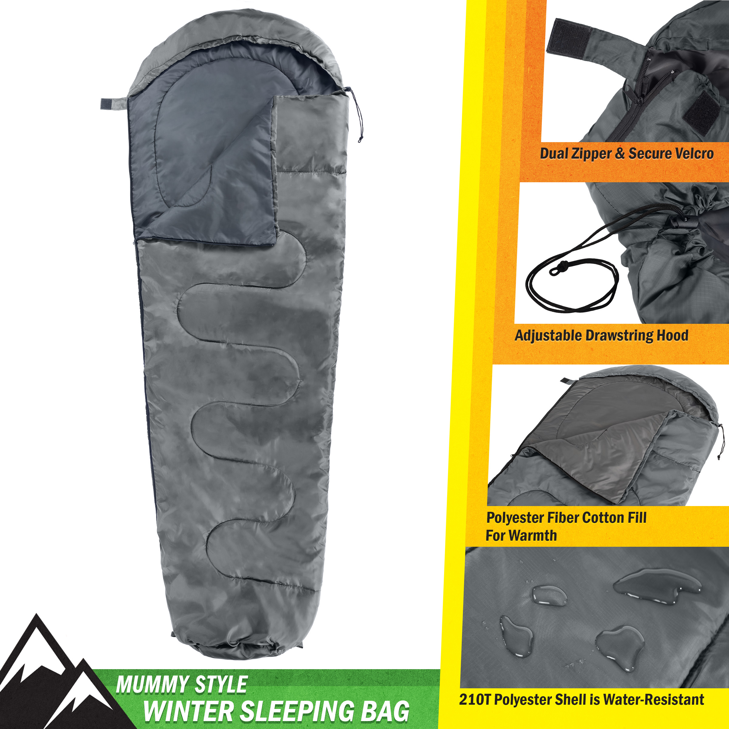 Wakeman Outdoors Mummy Sleeping Bag, Camping Equipment