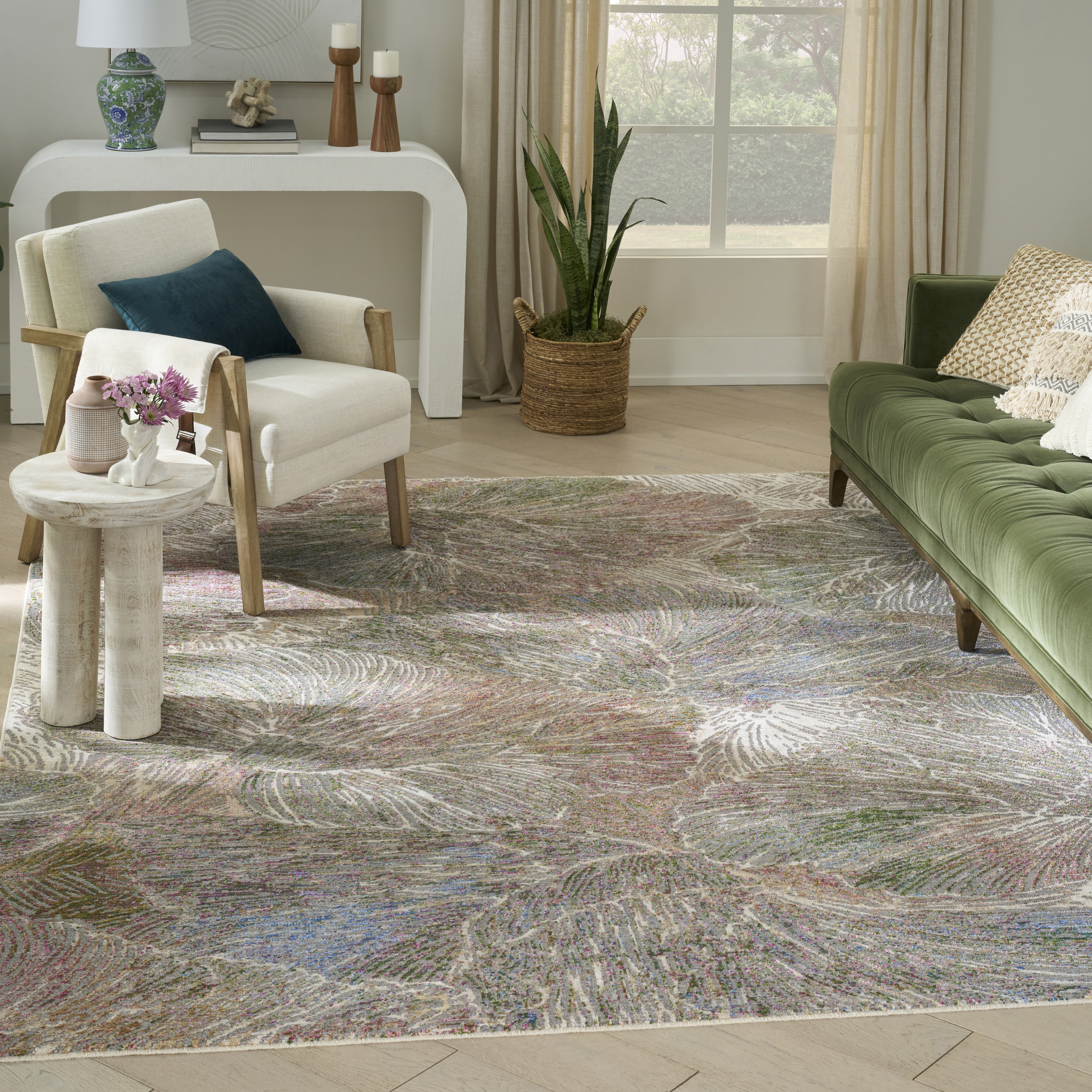 Nourison Vintage Harmony 7'10" x 9'10" Sage Multicolor Bohemian Indoor Rug