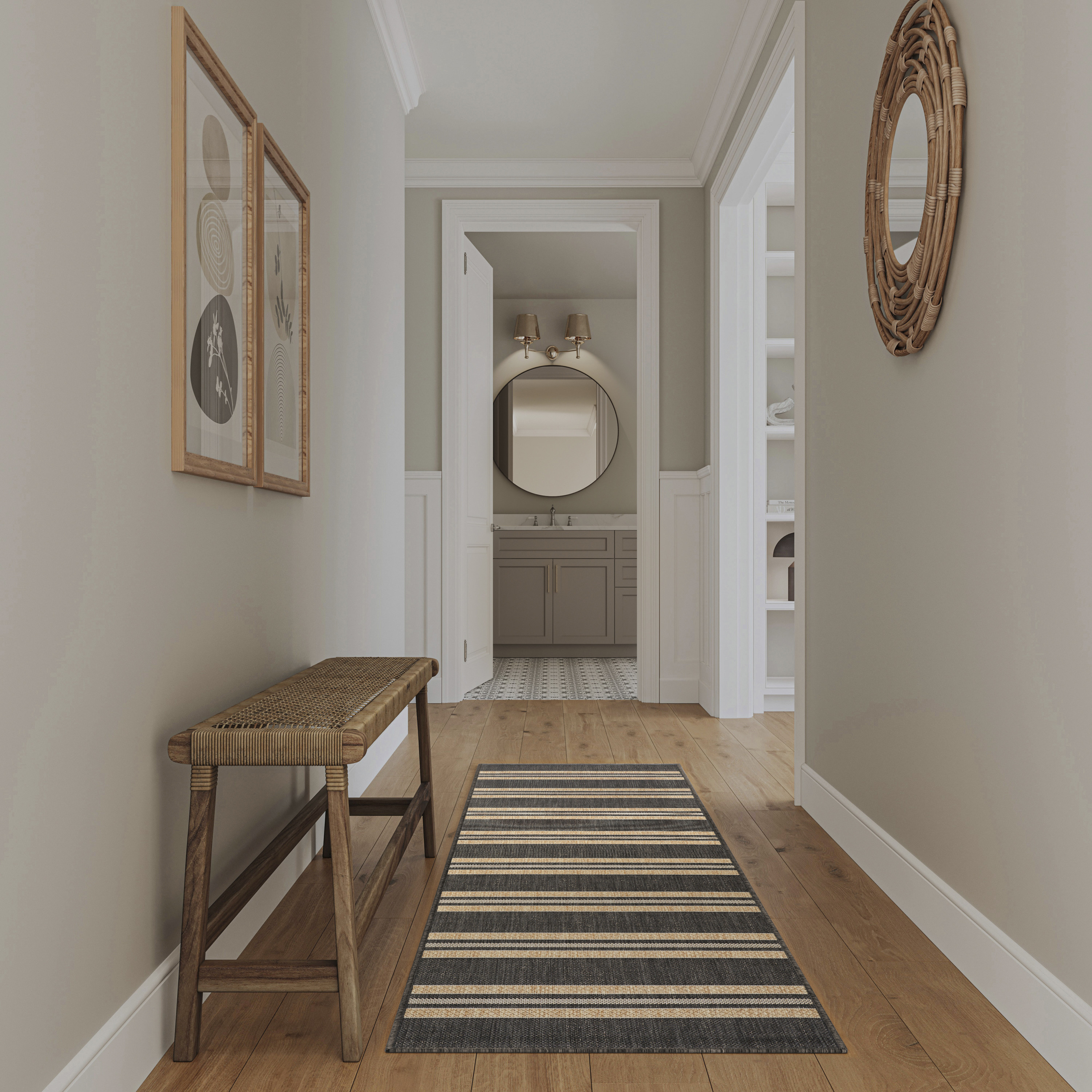 Nourison Horizon Indoor/Outdoor 2' x 6' Charcoal Modern Rug