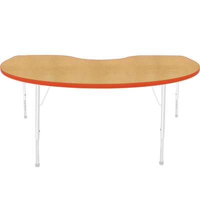 Creative Colors® Activity Table, Kidney, 48" x 72", Maple Top Color, Autumn Orange Edge Color, Standard Leg Height, Platinum Sil