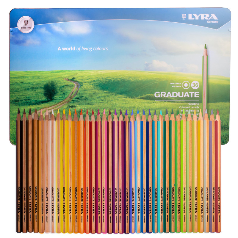 Graduate Colored Pencils Set Tin, Assorted Colors, 36 Pieces