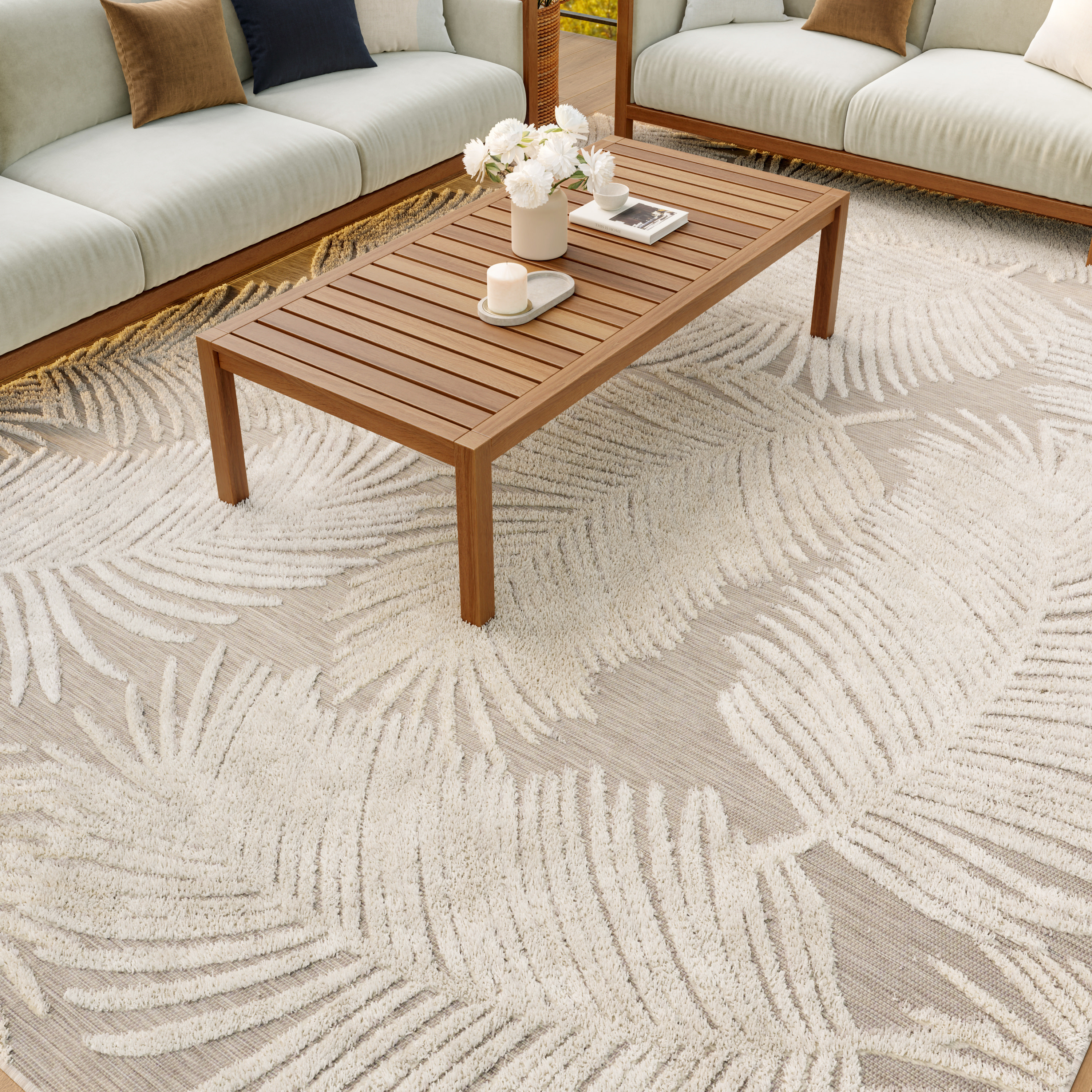 Nourison Suncoast 7'10" x 9'10" Beige Tropical Rug