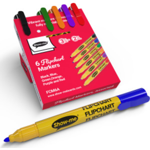 Flipchart Markers, Bullet Tip, Assorted Colors, Pack of 6