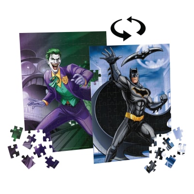 Batman, 100-Piece Double Sided Jigsaw Puzzle 2-in-1 Joker DC Comics Action Movies Kids Puzzles Batman Toys, for Adults and Kids Ages 6 and up