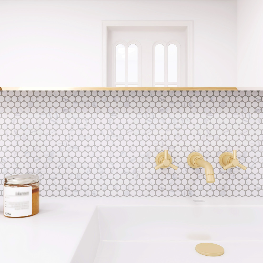 Carrione Penny Matte Carrara 9-3/4 in. x 11-1/2 in. Porcelain Mosaic Tile