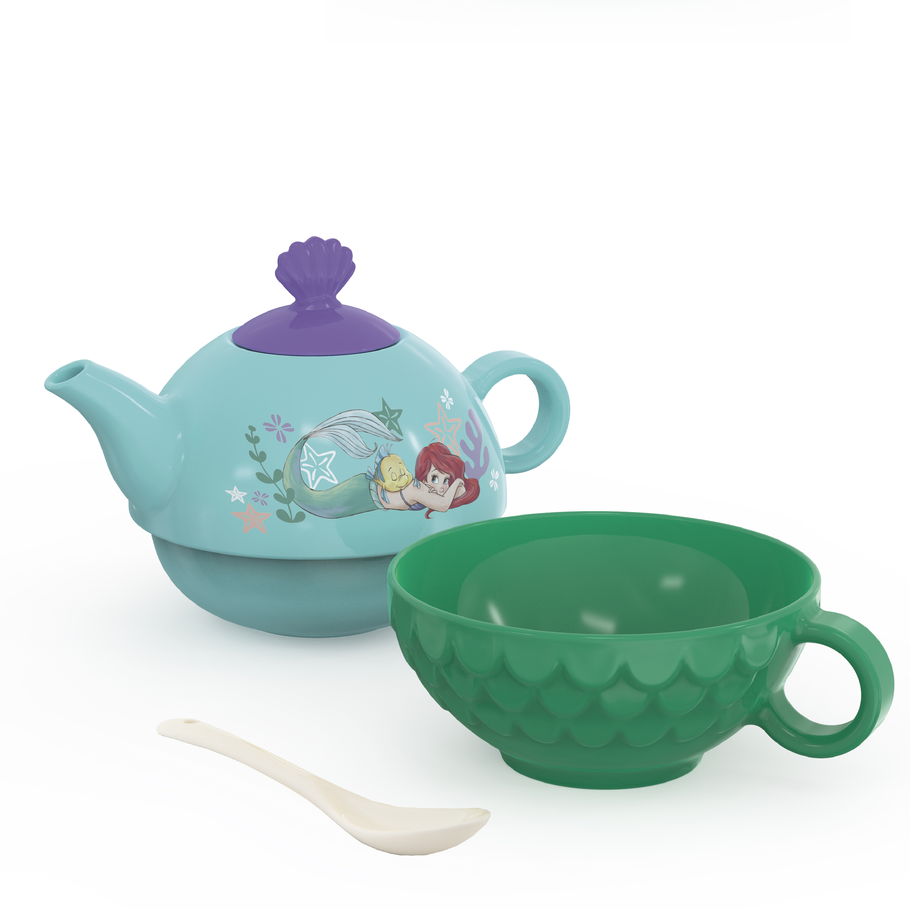 Disney The Little Mermaid Sculpted Ceramic Tea Set, Princess Ariel, 4-piece set slideshow image 2 Disney The Little Mermaid Sculpted Ceramic Tea Set, Princess Ariel, 4-piece set slideshow image 2