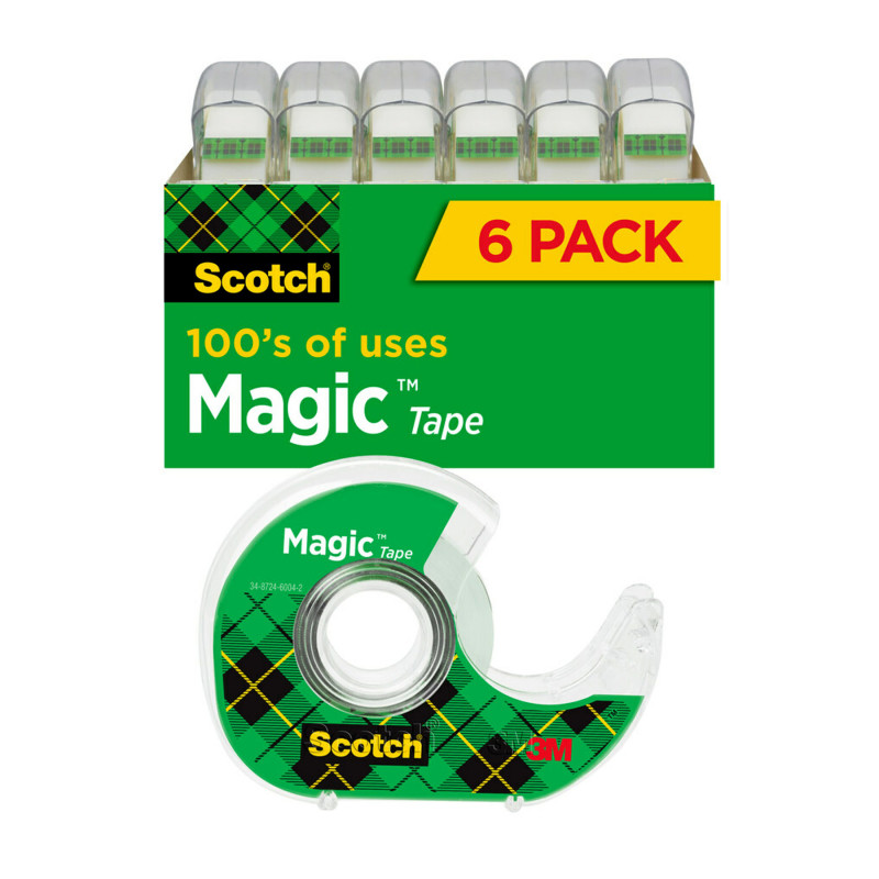 Magic+Tape+%26+Refillable+Dispenser%2C+3%2F4%26quot%3B+X+650%26quot%3B%2C+Clear%2C+6%2Fpack