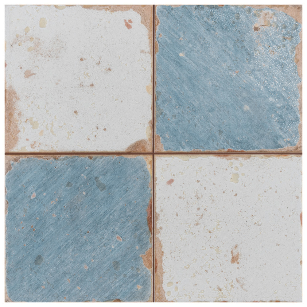 Artisan Damero Azul 13 in. x 13 in. Ceramic Floor and Wall Tile