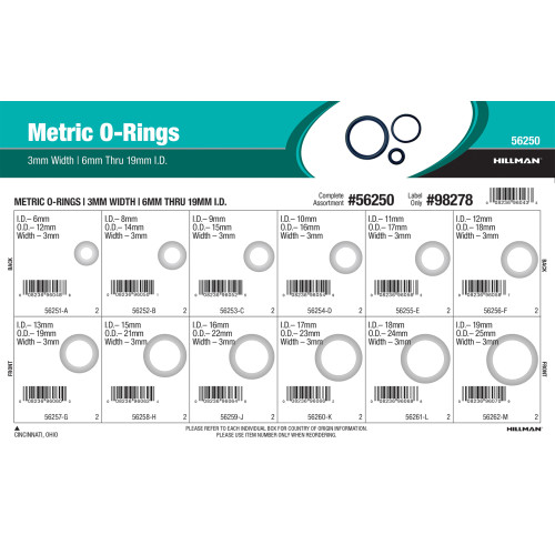 Nitrile Metric O-Ring Assortment (3mm Width)