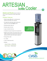 Oasis BTSA1SHS Artesian Hot N' Cold Bottle Water Cooler Manual