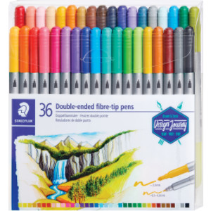 Double-Ended Fiber-Tip Pens, Assorted Colors, Set of 36