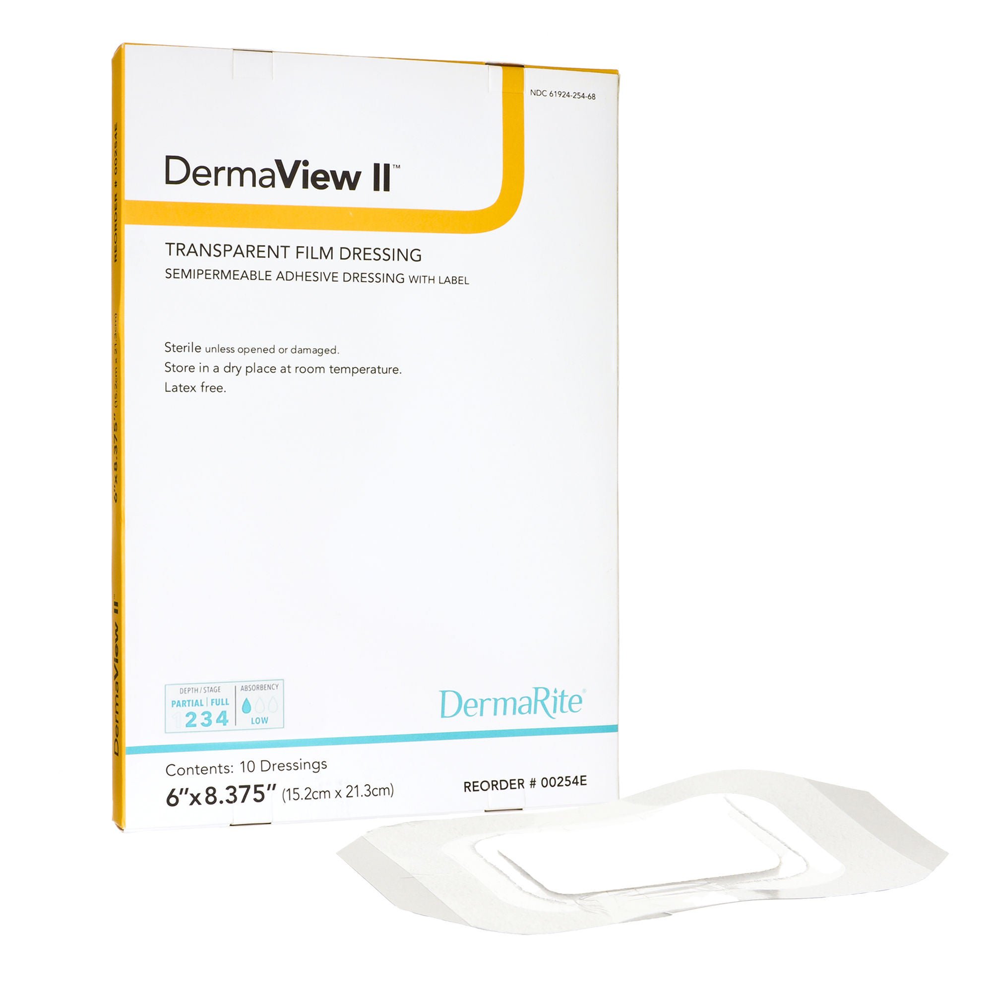 DermaView II™ Transparent Film Dressing with Border, 15.2 x 21.3 Centimeter