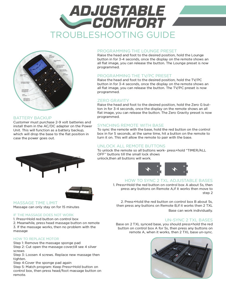 Modern Sleep Adjustable Comfort Upholstered Adjustable Bed Base with