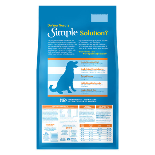 Wellness Simple Grained Duck and Oatmeal back packaging