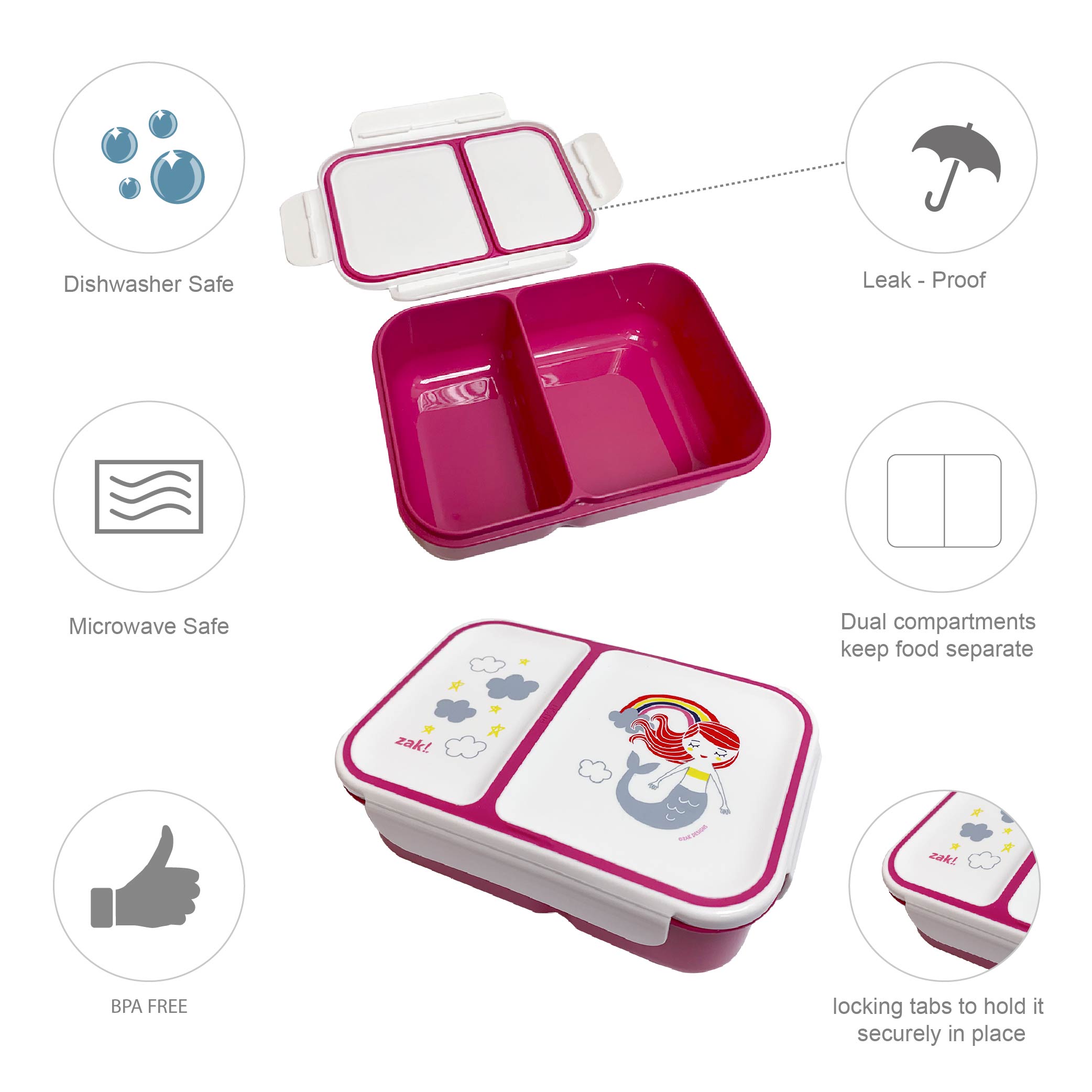 Happy Things Dual-compartment Reusable Bento Box, Mermaids slideshow image 6 Happy Things Dual-compartment Reusable Bento Box, Mermaids slideshow image 6