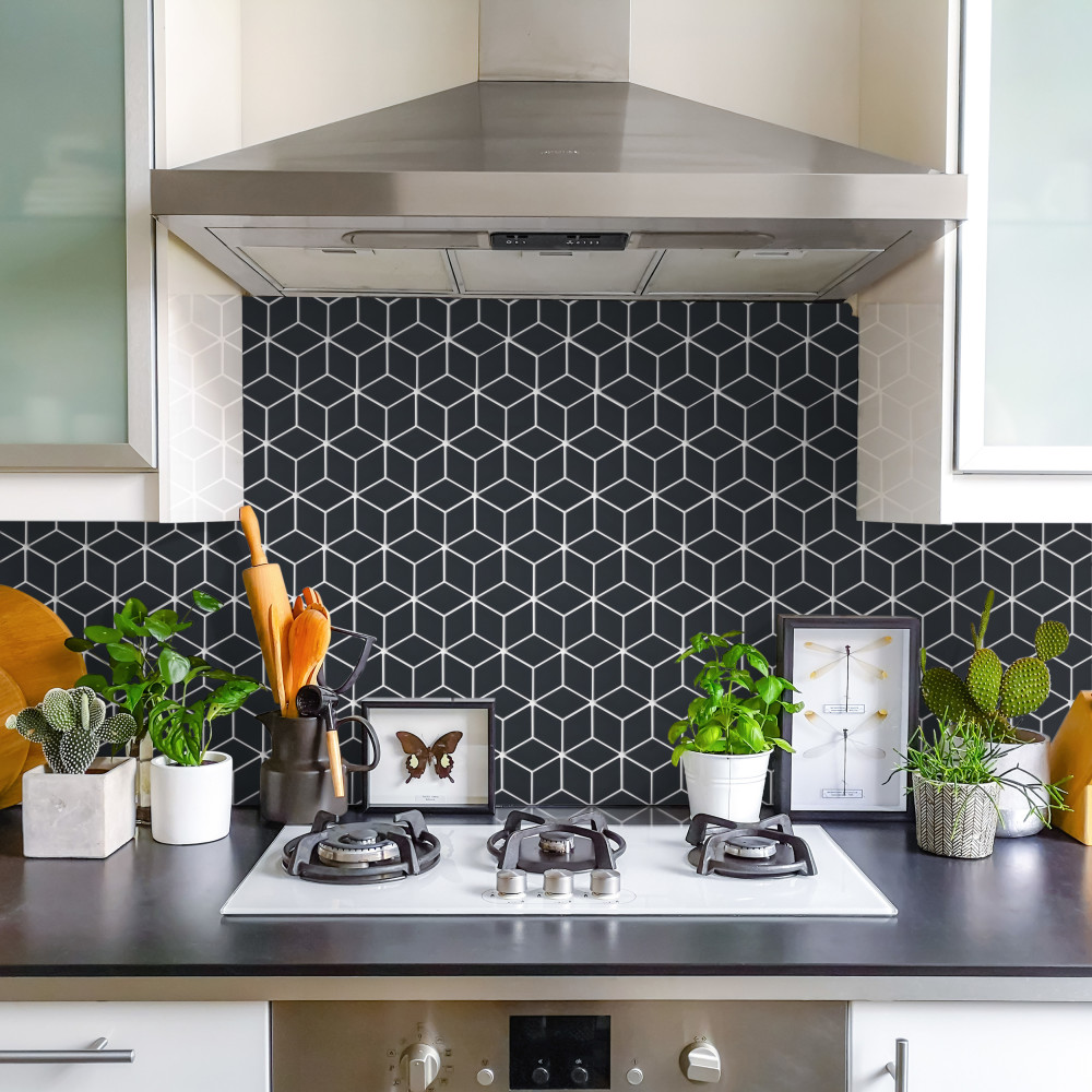 Sample – Hudson Rhombus Matte Black Porcelain Mosaic Tile