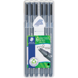 Triplus® Fineliner Pens, Superfine 0.3 mm, Black, Pack of 6
