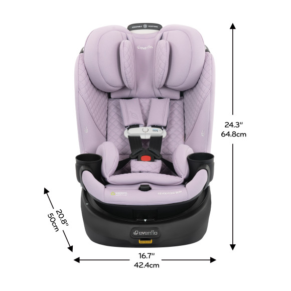 Revolve360 Slim 2-in-1 Rotating Car Seat with Green & Gentle Fabric Specifications