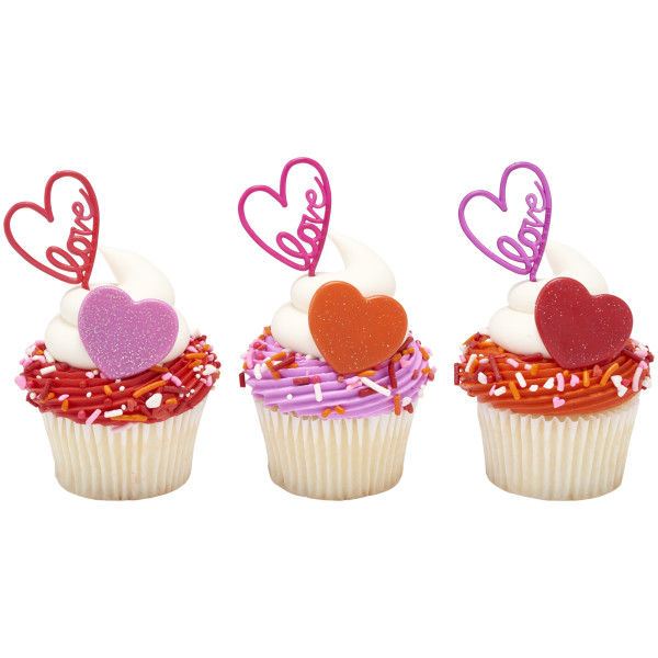Shimmer Hearts Cupcake Rings