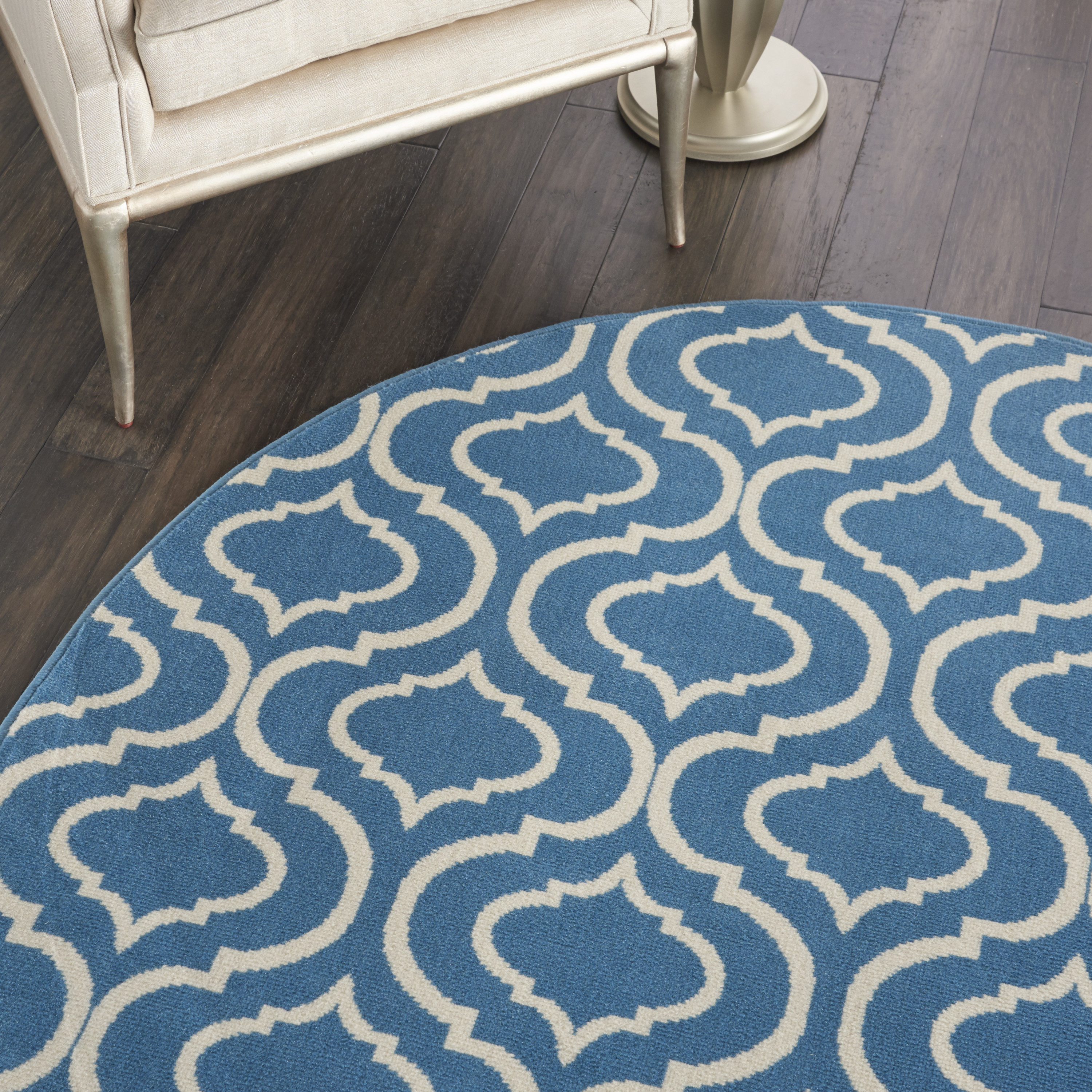 Nourison Jubilant 5'3" x Round Blue Contemporary Indoor Rug