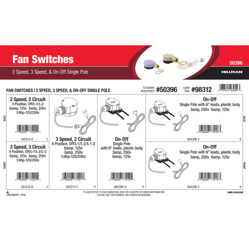 Fan Switches Assortment (2-Speed & On-Off Single Pole)