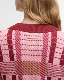 Barbour FARM Rio Luisa Embroidered Cardigan Pink Tartan