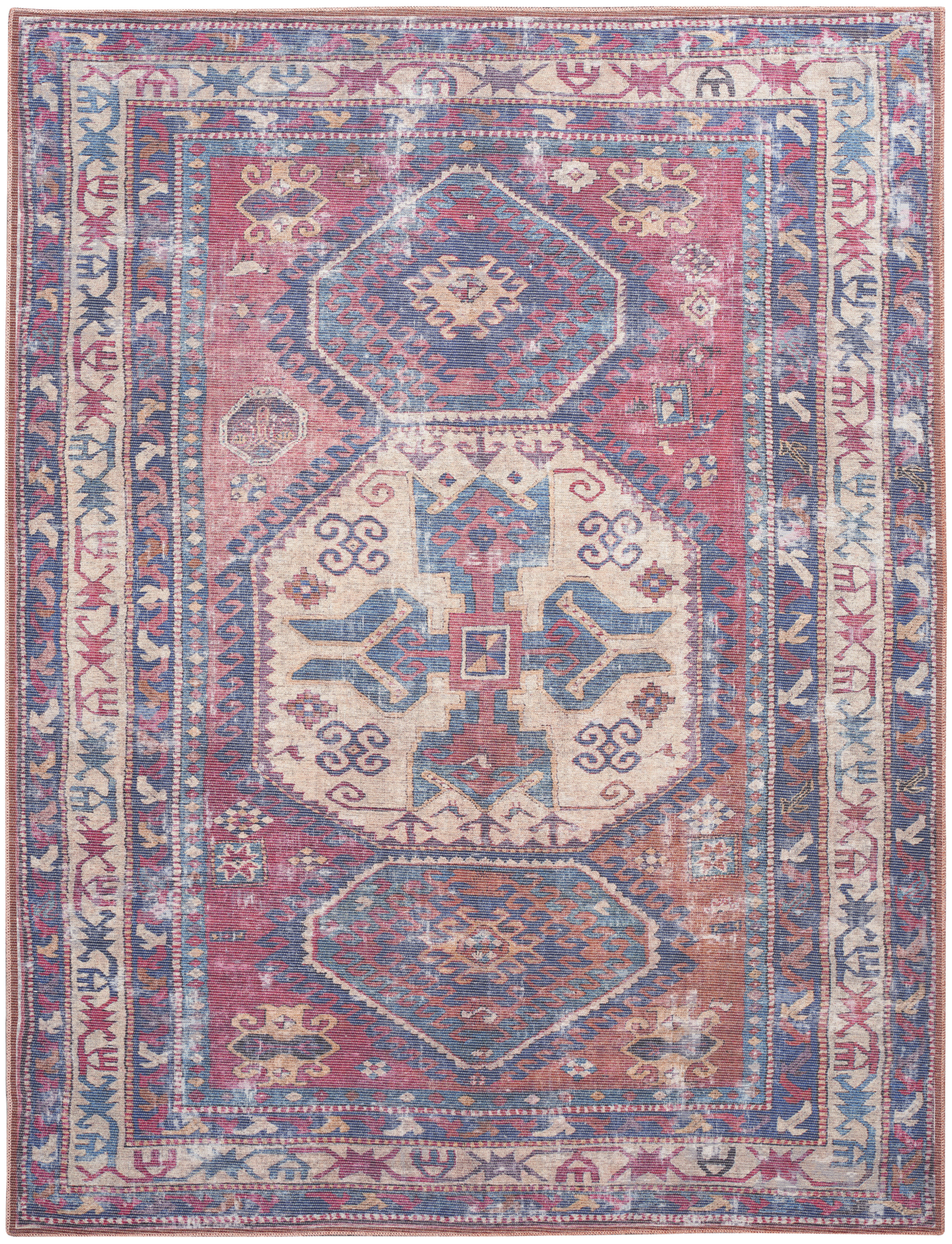 Nourison New Concept Washables 7'10" x 9'10" Red Navy Vintage Indoor Rug