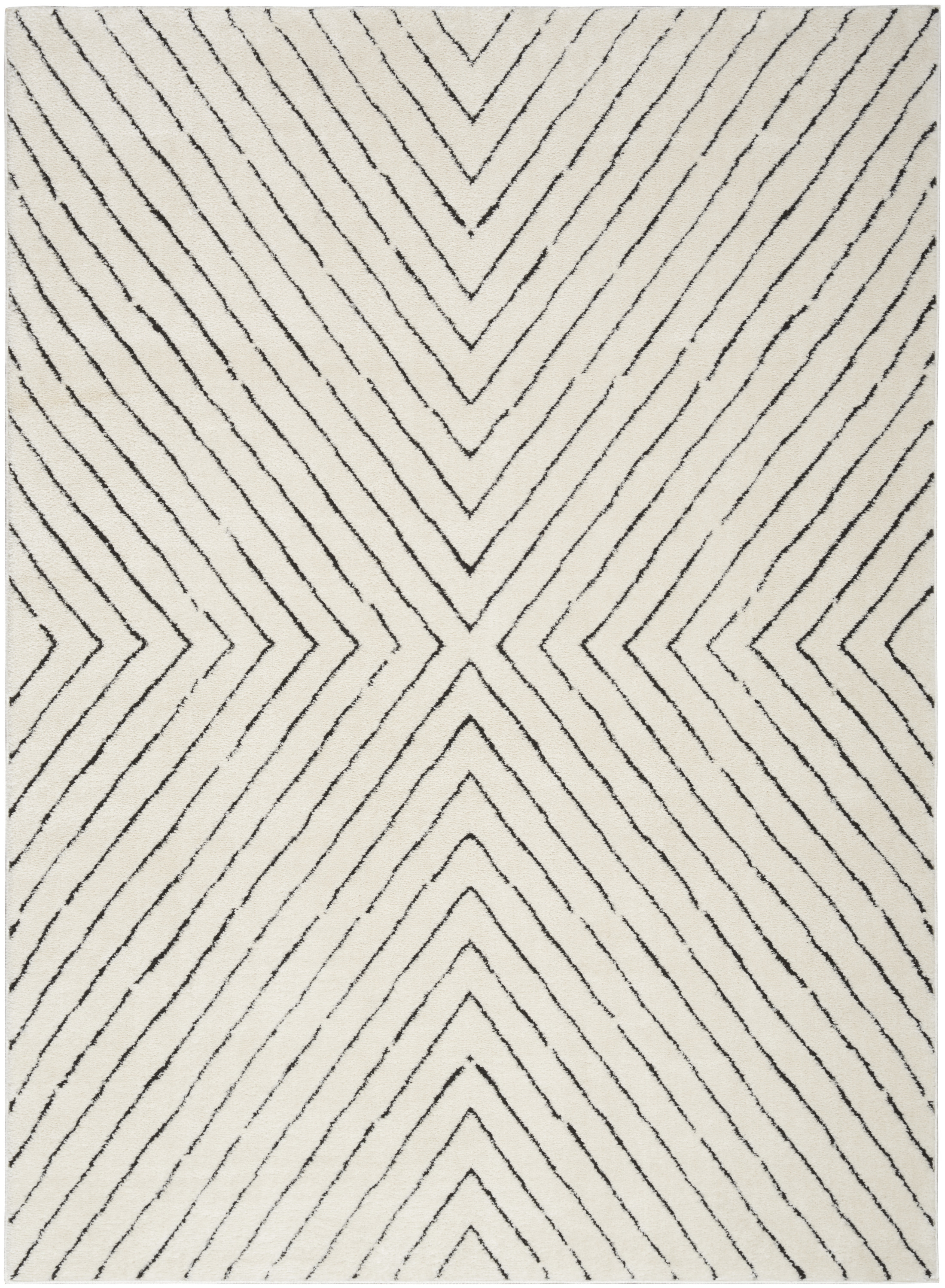 Nourison Modern Comfort 7'10" x 9'10" Ivory Black Scandinavian Indoor Rug