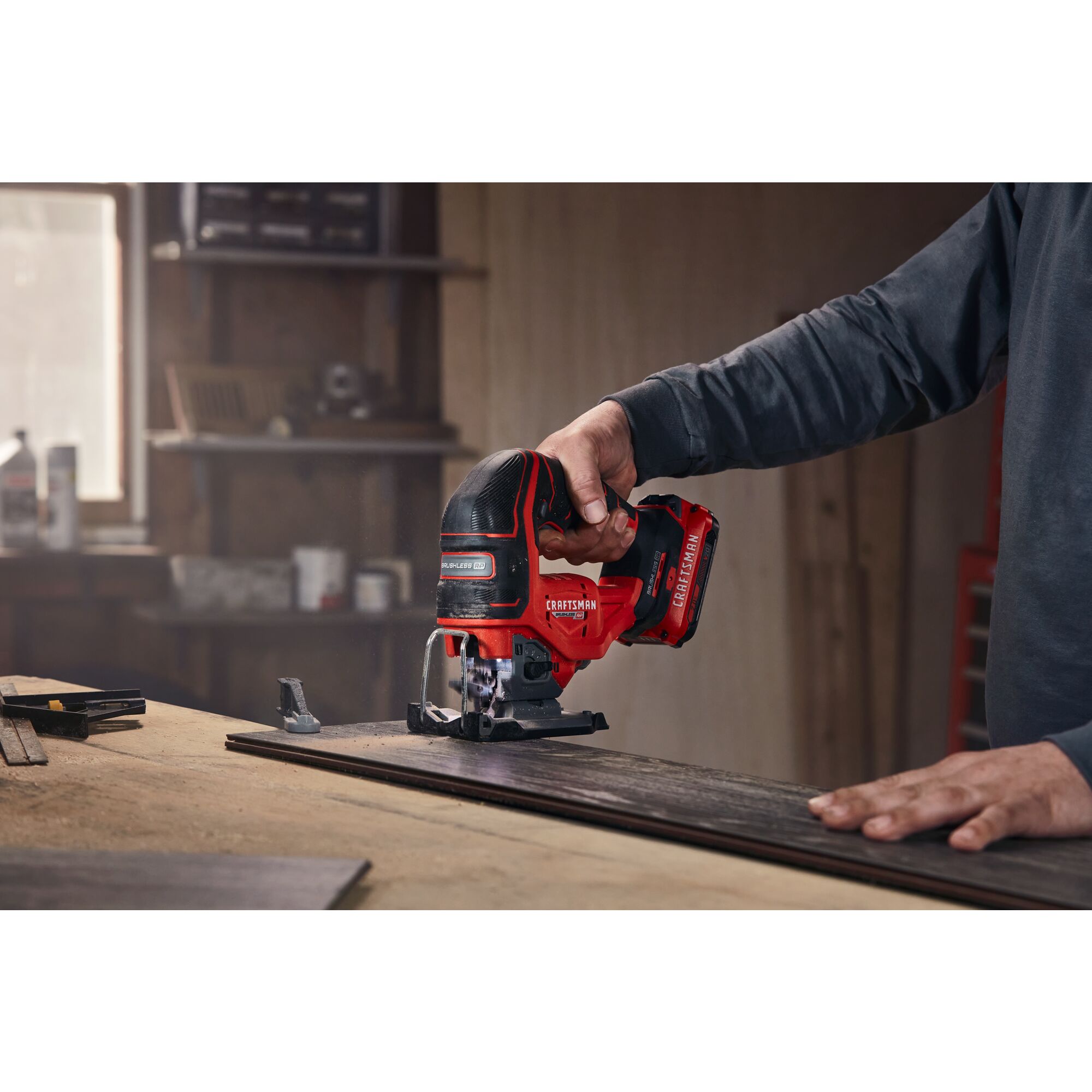 CRAFTSMAN V20 BRUSHLESS RP Jigsaw in use - battery sold separately 