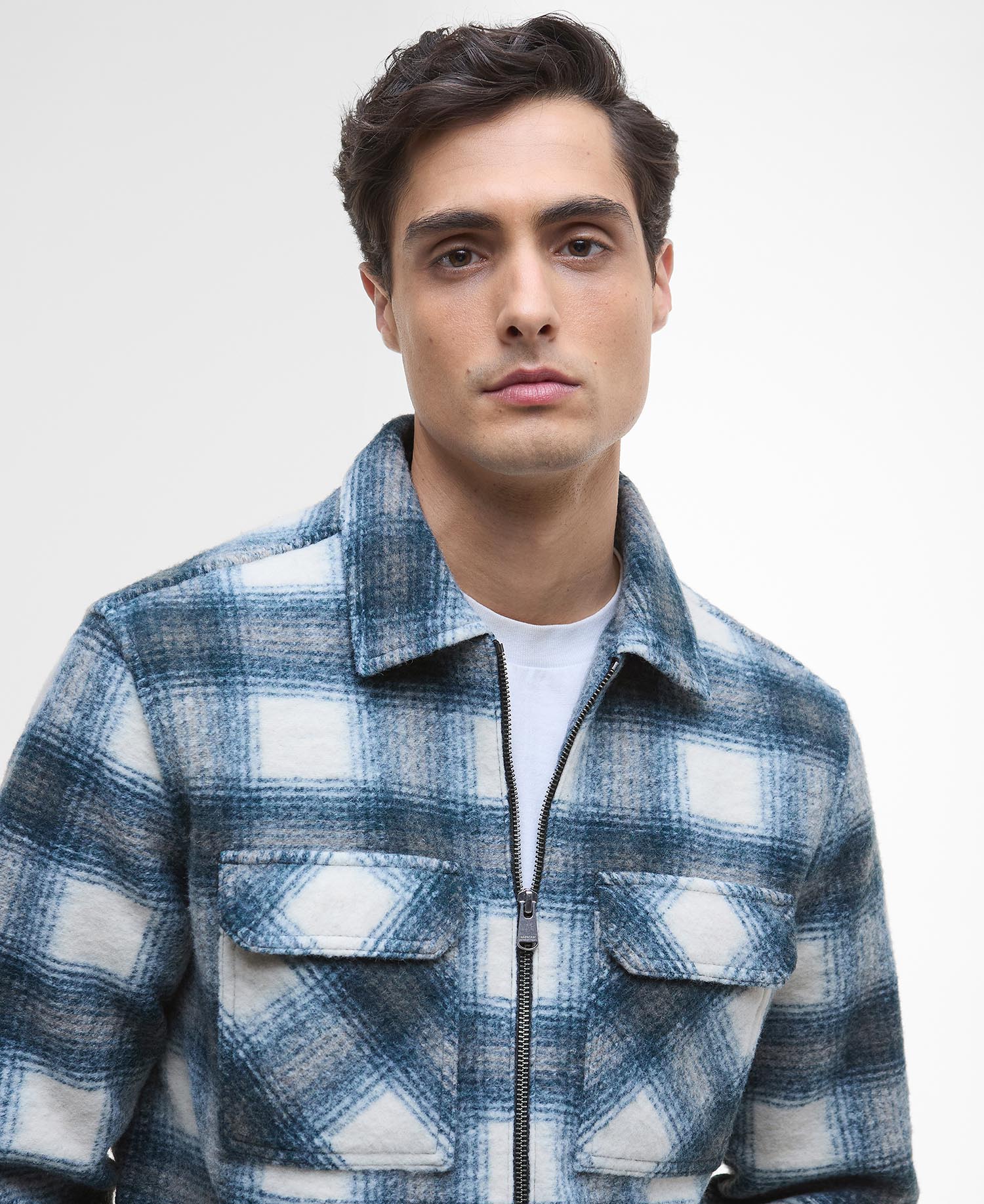 Overshirt Clayton in pile con motivo a quadri image number 3