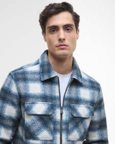 Overshirt Clayton in pile con motivo a quadri Shaded Emerald