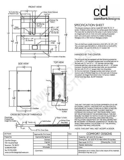 Spec Sheet — Cd Shower Spec Sheet Sst 6232tr 75 1p U Bar