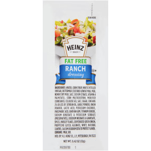HEINZ Single Serve Fat Free Ranch Dressing, 0.42 oz. Packets (Pack of 200) image