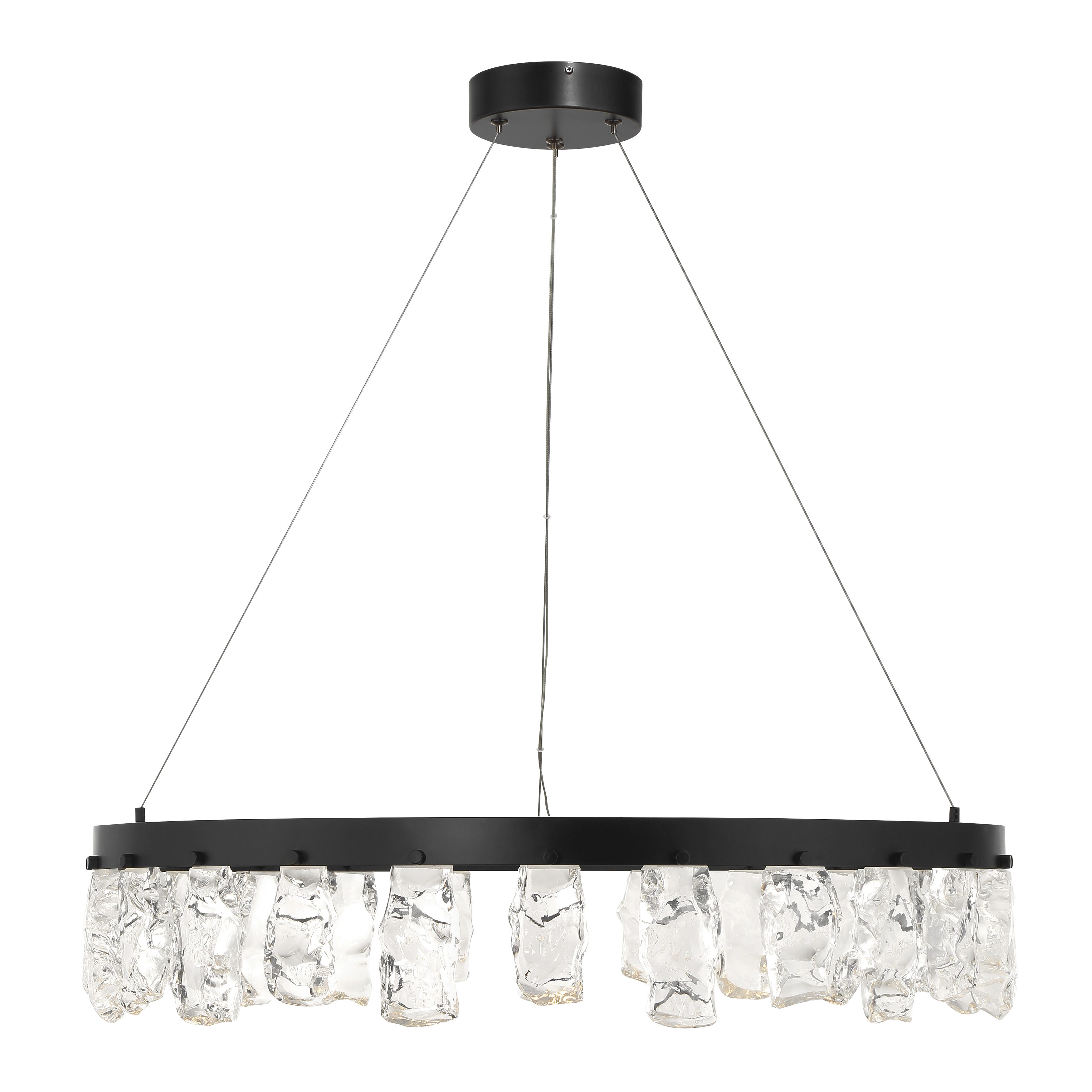 The Artic Glacier brings contemporary elegance with its striking 33-inch linear design featuring clear faux rock crystal accents against a coal black finish. High-output LED technology delivers 1,783 lumens with excellent color rendering. - alternate view
