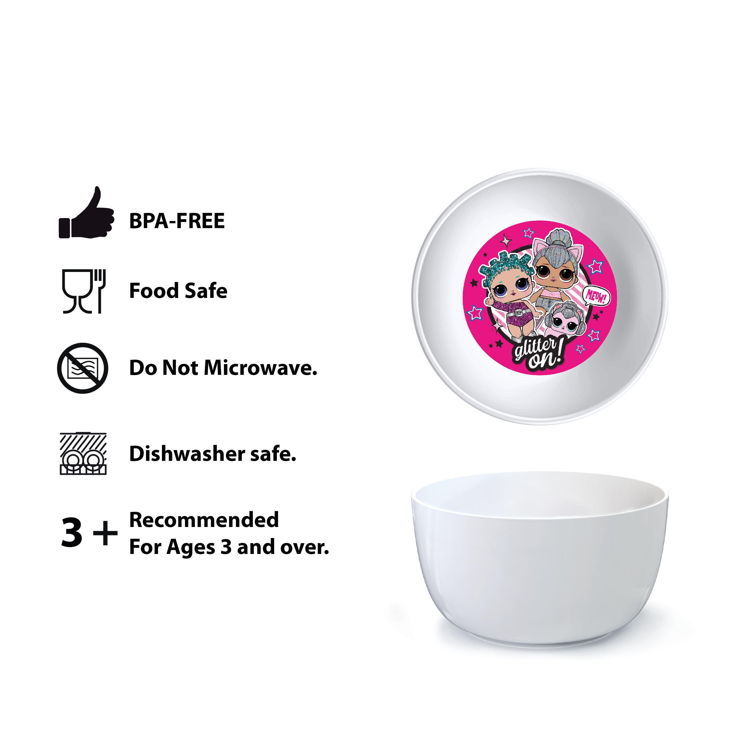 LOL Surprise Kid’s Dinnerware Set, Glitter Babies, 3-piece set slideshow image 9 LOL Surprise Kid’s Dinnerware Set, Glitter Babies, 3-piece set slideshow image 9