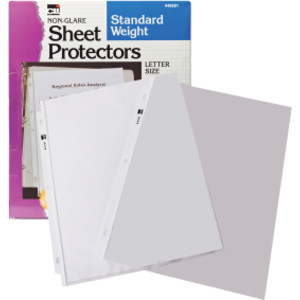 Sheet Protectors, Standard Weight, Letter Size, Non-Glare, Box of 100