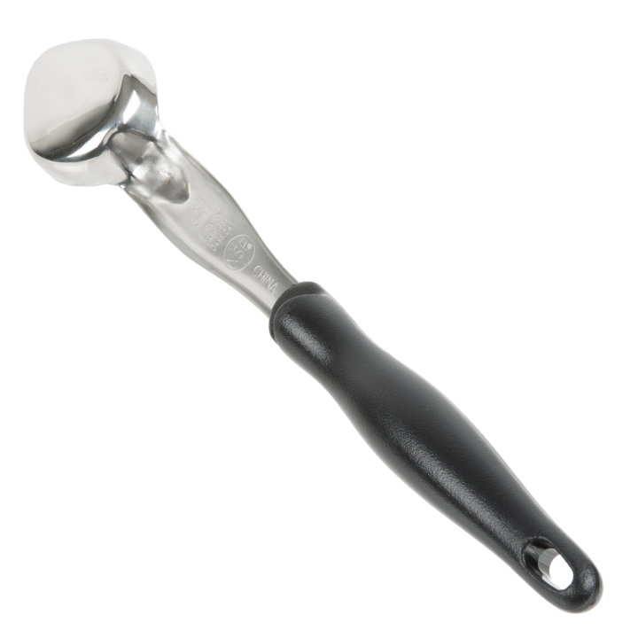 1-ounce one-piece heavy-duty stainless steel solid oval Spoodle® utensil with black nylon handle