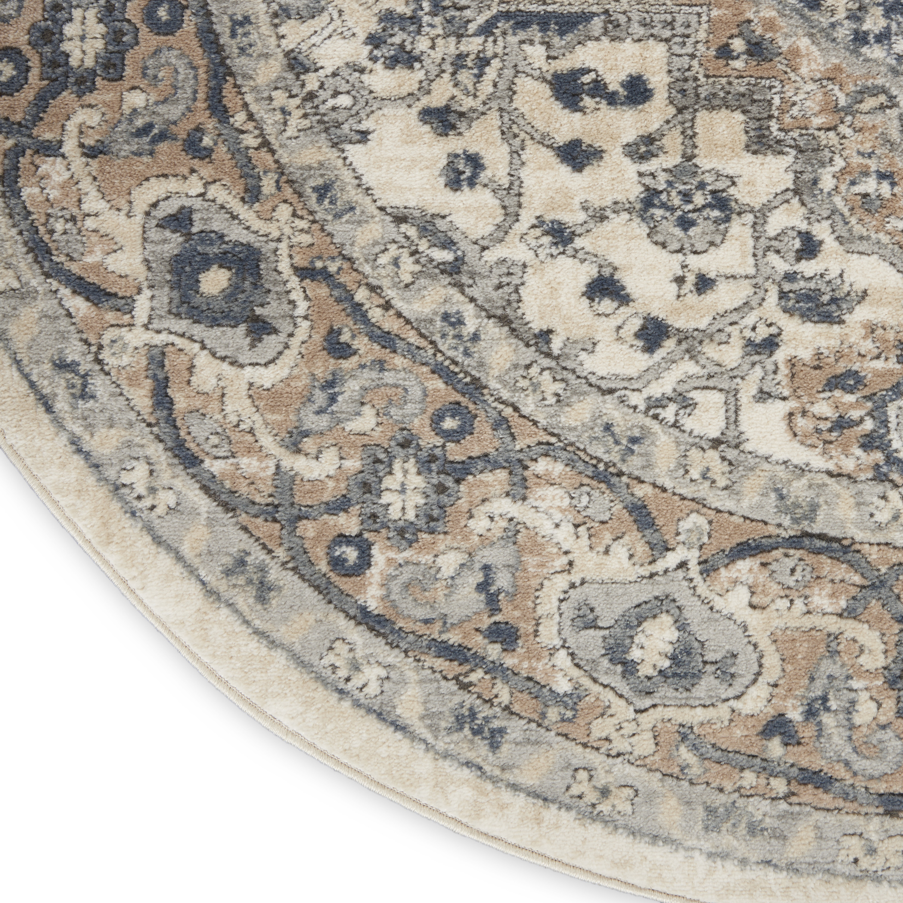 Nourison Quarry 4' x Round Ivory Grey Farmhouse Indoor Rug