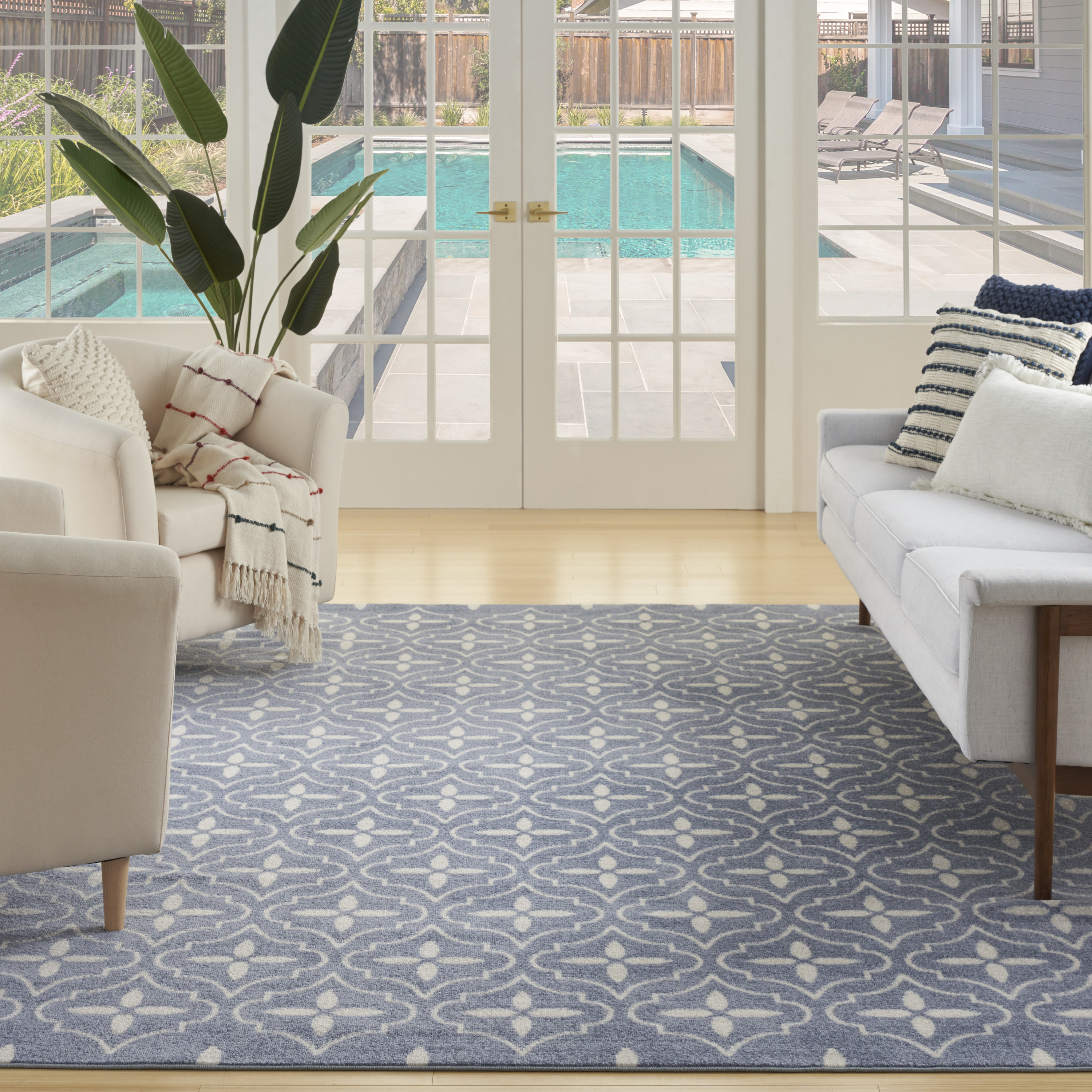 Nourison Nourison Essentials 5' x 7' Blue Ivory Modern Rug